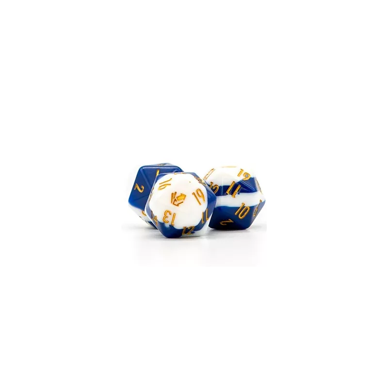 CM D20 BLEU BLANC ORDES Cardmarket Opaque D20 Die (Blue, White & Gold) CM D20 BLEU BLANC ORDES Cardmarket Opaque D20 Die (Blue, White & Gold)
