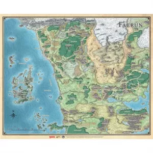 D&D CARTE DE FAERUNTAPIS DE JEU Carte du continent de Faerûn