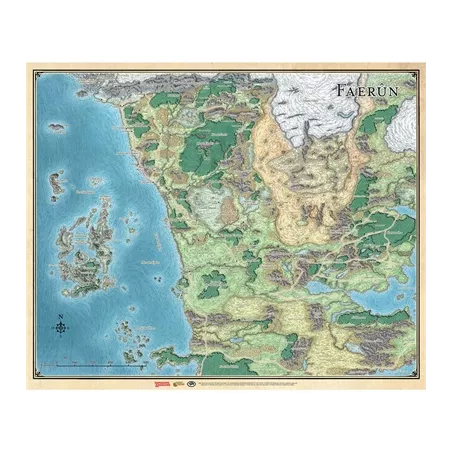D&D CARTE DE FAERUNTAPIS DE JEU Carte du continent de Faerûn