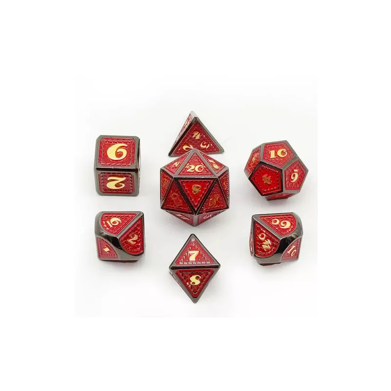 SET 7D METAL DS ROUGESET DE DES Set de 7 dés en métal Le set compre... SET 7D METAL DS ROUGESET DE DES Set de 7 dés en métal Le set compre...