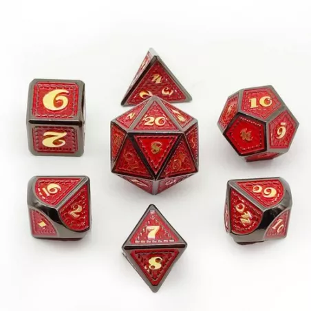 SET 7D METAL DS ROUGESET DE DES Set de 7 dés en métal Le set compre...