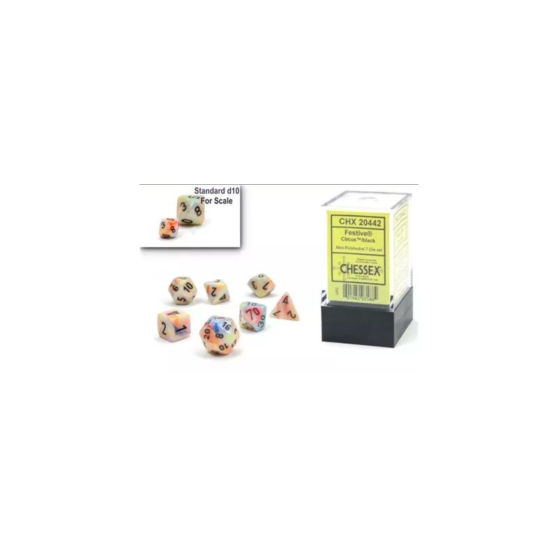 MINI SET 7D FESTIVE C/BDES & BOURSES Set complet de 7 dès Festive. ...