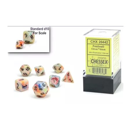 MINI SET 7D FESTIVE C/BDES & BOURSES Set complet de 7 dès Festive. ...
