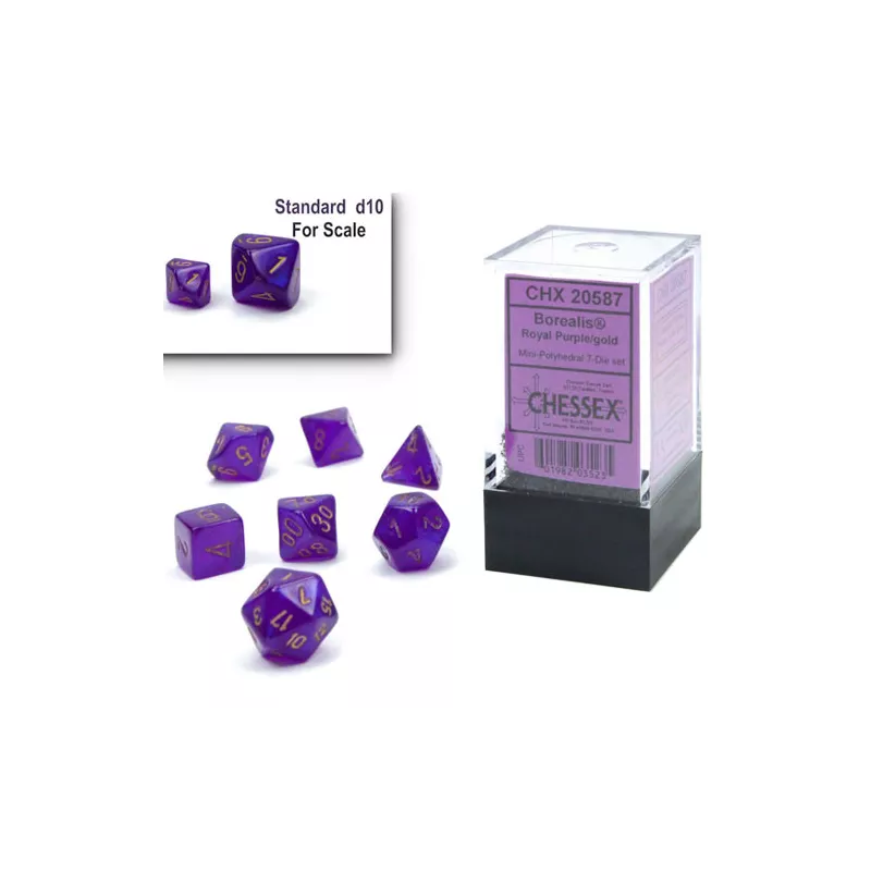 MINI SET 7D BOREALIS RP/GDES & BOURSES Set complet de 7 dès Boréali...