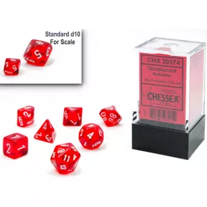 MINI SET 7D TRANSLUCENT R/WDES & BOURSES Set complet de 7 dès Trans...