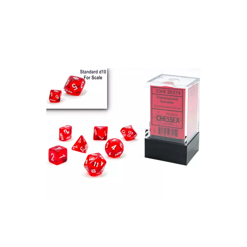 MINI SET 7D TRANSLUCENT R/WDES & BOURSES Set complet de 7 dès Trans...