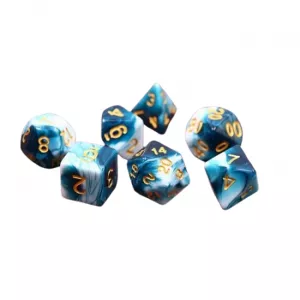 SET DE 7 DES - BLUEINKDES & BOURSES Lot de 7 dés – BlueInk
