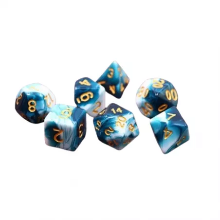SET DE 7 DES - BLUEINKDES & BOURSES Lot de 7 dés – BlueInk