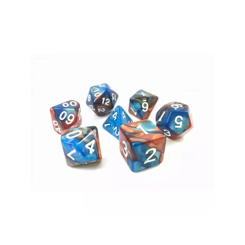 SET DE 7 DES - FUSION BLEU ET ORDES & BOURSES Lot de 7 dés – Fusio... SET DE 7 DES - FUSION BLEU ET ORDES & BOURSES Lot de 7 dés – Fusio...