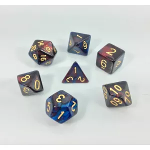 SET DE 7 DES - FUSION ROUGE ET BLEUDES & BOURSES Lot de 7 dés – Fus...