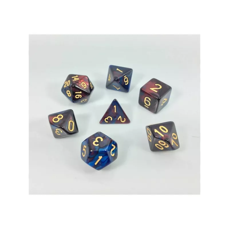 SET DE 7 DES - FUSION ROUGE ET BLEUDES & BOURSES Lot de 7 dés – Fus... SET DE 7 DES - FUSION ROUGE ET BLEUDES & BOURSES Lot de 7 dés – Fus...