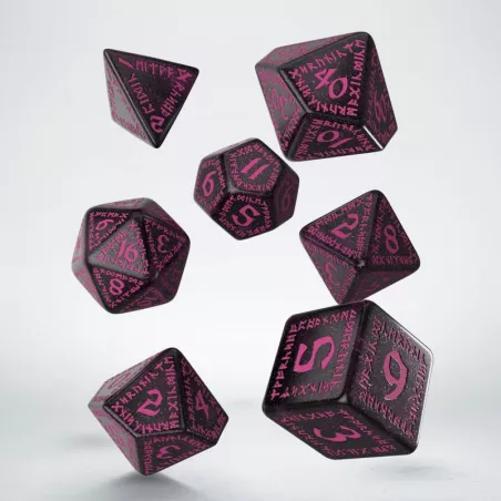 RUNIC DICE SET BLACK MAGENTADES & BOURSES Coffret de dés runiques n...