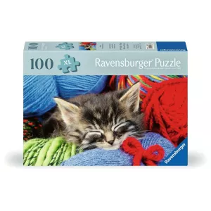 PUZZLE PUZZLE 100 PIECES - CHATON DANS LA LAINE