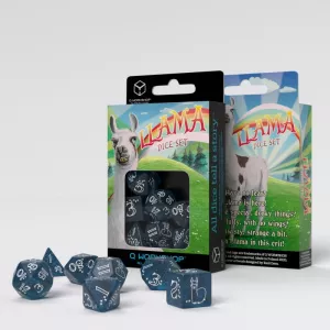SHIMMERING LAMA DICE SET - DARK BLUE & WHITE