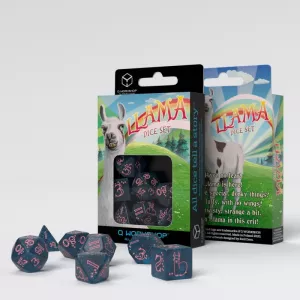 SPARKLING LAMA DICE SET - DARK BLUE & PINK