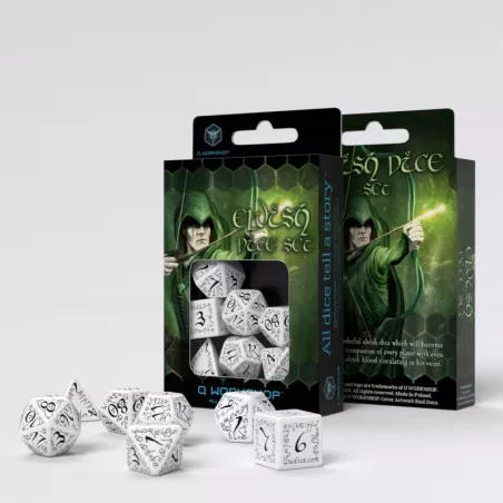 JEUX DE RÔLES ELVISH WHITE & BLACK DICE SET