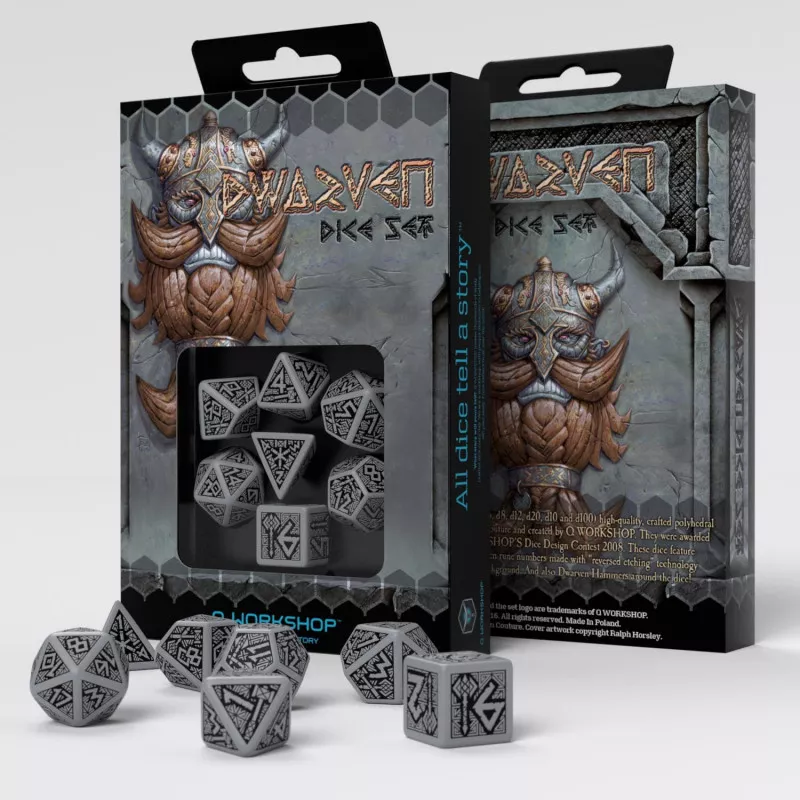 ACCESSOIRES DWARVEN GREY & BLACK DICE SET ACCESSOIRES DWARVEN GREY & BLACK DICE SET