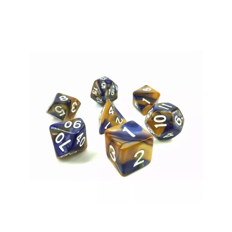 SET DE 7 DES - FUSION BLEU SOMBRE ET ORACCUEIL Lot de 7 dés – Fusio...