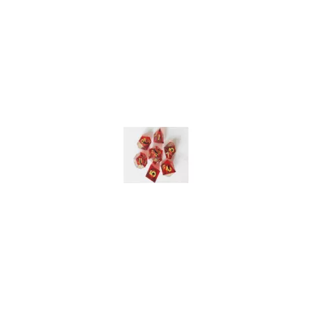 SET DE 7 DES EYEBALL 18 - ROUGE - OR DES & BOURSES