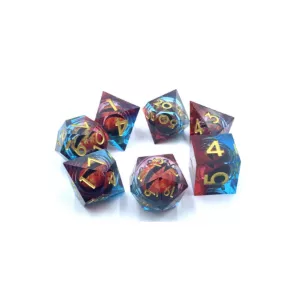 SET DE 7 DES EYEBALL 2 - ROUGE - BLEU - ORDES & BOURSES