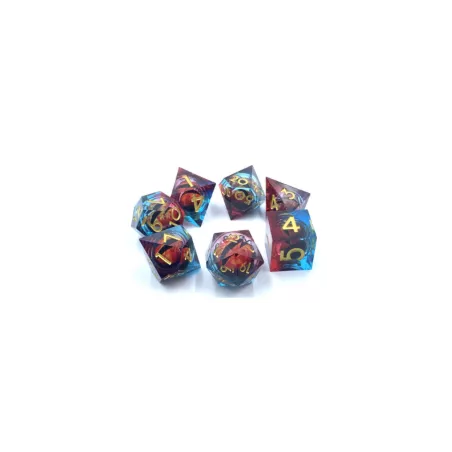 SET DE 7 DES EYEBALL 2 - ROUGE - BLEU - ORDES & BOURSES