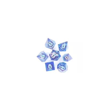 SET DE 7 DES EYEBALL 1 - BLEU - ARGENT DES & BOURSES