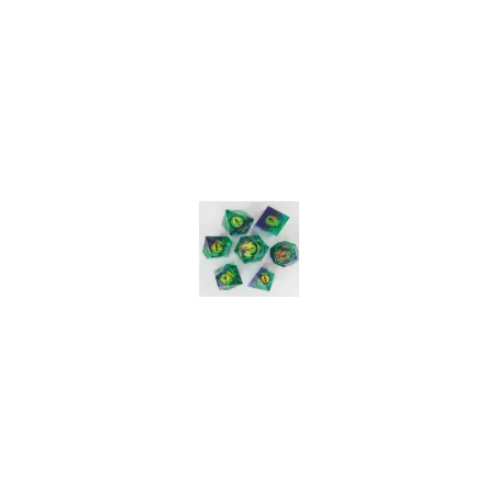 SET DE 7 DES EYEBALL 7 - VERT - BLEU FONCEDES & BOURSES