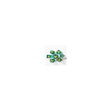 SET DE 7 DES EYEBALL 15 - VERT - OR DES & BOURSES