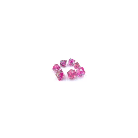 SET DE 7 DES HANDMADE 63 - ROSE - ARGENT - BLANCDES & BOURSES