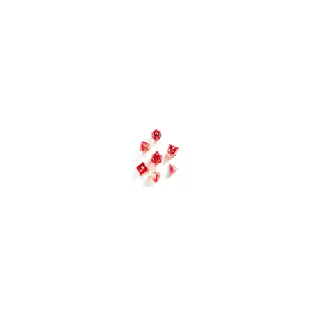 SET DE 7 DES HANDMADE 64 - ROUGE - BLANCDES & BOURSES
