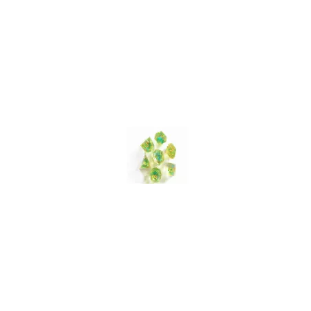 SET DE 7 DES HANDMADE 75 - VERT - JAUNE - BLANCDES & BOURSES