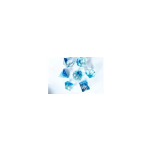SET DE 7 DES HANDMADE 80 - BLEU FONCE - BLANCDES & BOURSES