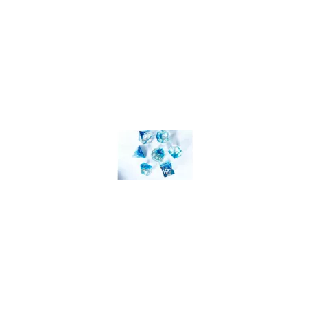SET DE 7 DES HANDMADE 80 - BLEU FONCE - BLANCDES & BOURSES