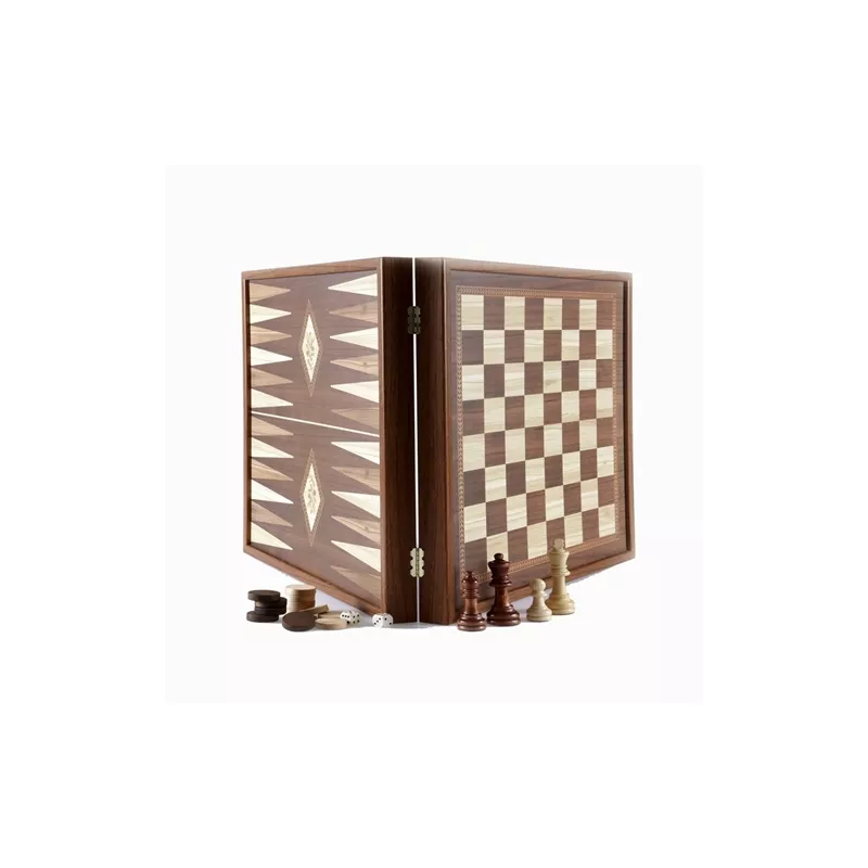 2 JOUEURS ECHECS BACKGAMMON NOYER 27CM 2 JOUEURS ECHECS BACKGAMMON NOYER 27CM