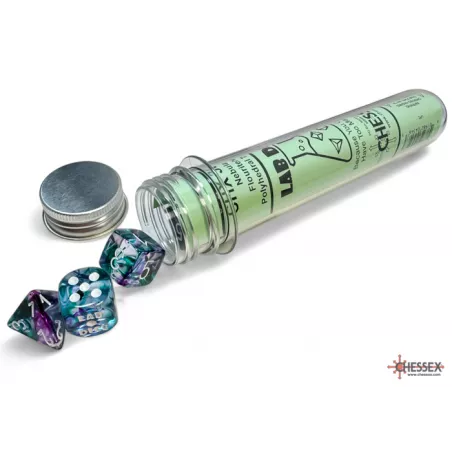 LAB DICE SET DE 7+1 DES FLUORINE/BLANC