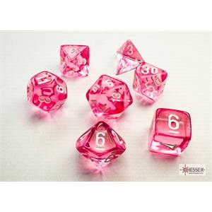 MINI SET DE 7 DES TRANSLUCENT ROSE/BLANC