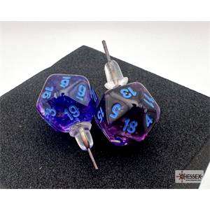BOUCLES D'OREILLES D20 NEBULEUSE NOCTURNE/BLEU