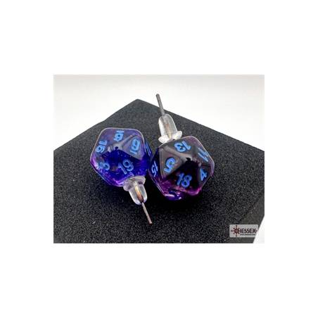 BOUCLES D'OREILLES D20 NEBULEUSE NOCTURNE/BLEU