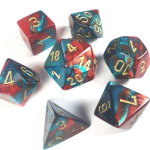 SET COMPLET BICOLORE ROUGE-TURQUOISE/OR