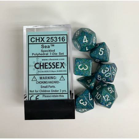 SET COMPLET 7 DÉS TACHETÉ MER