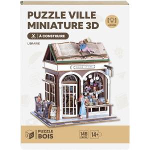 PUZZLE 3D MINI VILLE EN BOIS - BOOK STORE