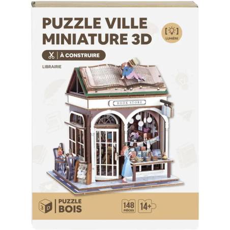 PUZZLE 3D MINI VILLE EN BOIS - BOOK STORE